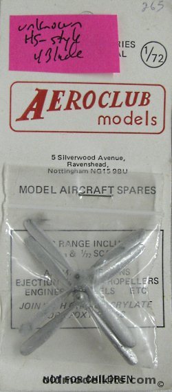 Aeroclub 1/72 (2) WWII or Post WWII Hamilton-Standard Style 4 Blade 14'3 Diameter Propellers plastic model kit